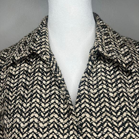 Talbots Womens Tweed Jacket Blazer Size 8 Herringbone Button Front Black & Cream - Picture 2 of 11